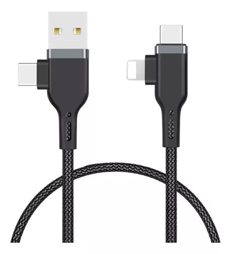 كابل بلاتينيوم 3 في 1 USB-A إلى Micro USB وUSB-C وLightning