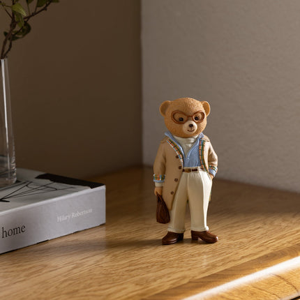 Bonny Bear Decorative Figurine in Beige and Blue