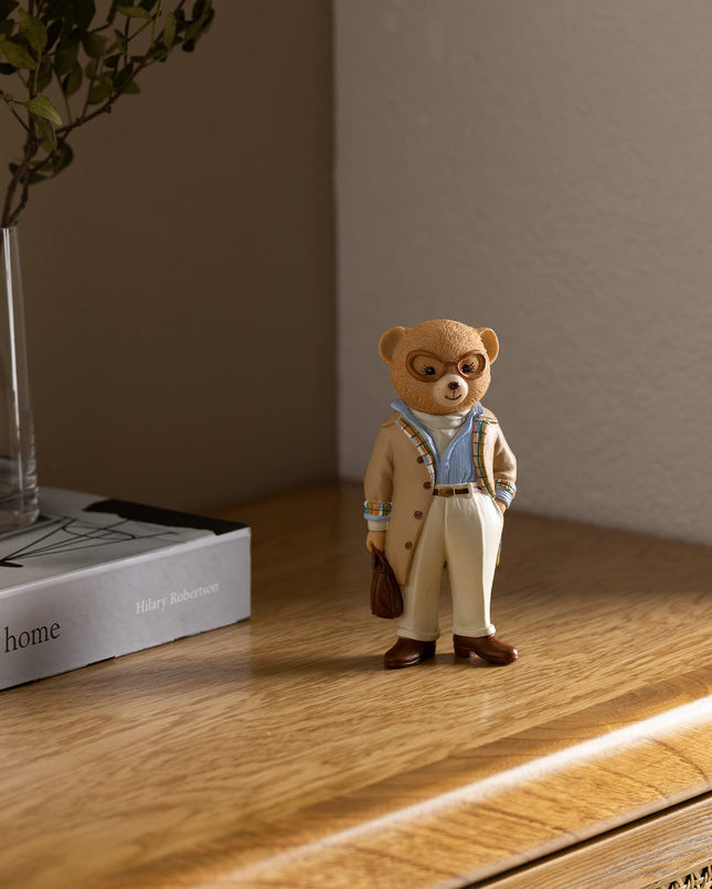 Bonny Bear Decorative Figurine in Beige and Blue