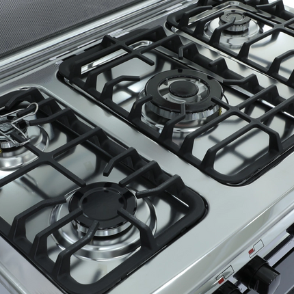 10.23.40.0005NaraNara Gas Cooker 90 cm Cast Iron Pan Support Glossy Stainless Steel with Fan