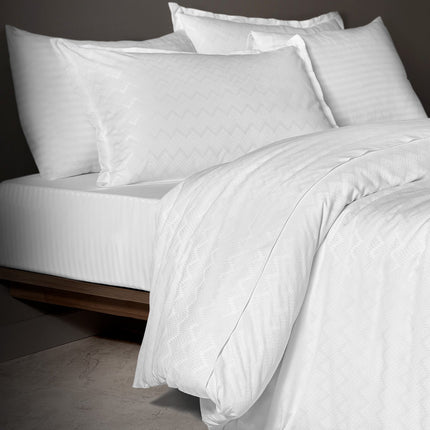 Wissale White Jacquard Satin Duvet Cover Set Double