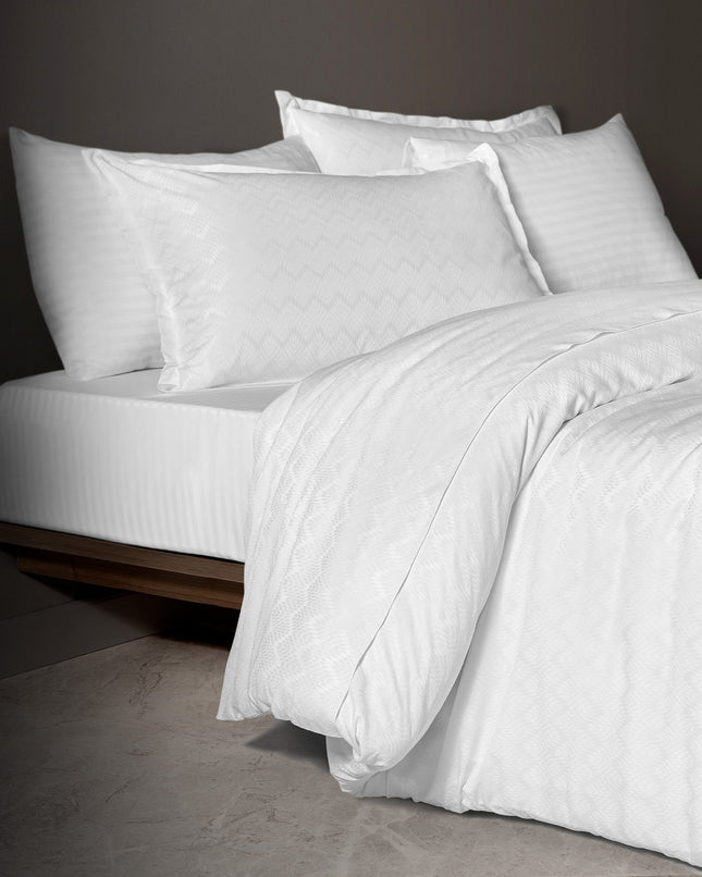 Wissale White Jacquard Satin Duvet Cover Set Double