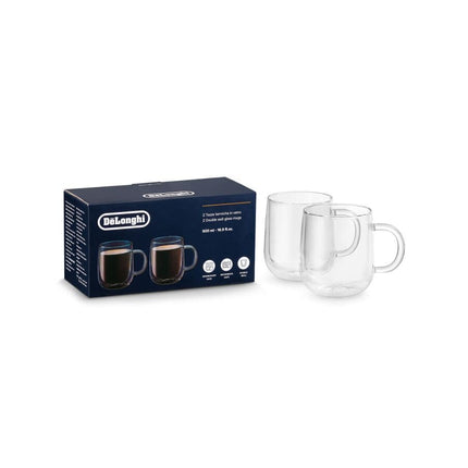 15.12.10.0025DelonghiDouble Wall Glass Mugs 18oz