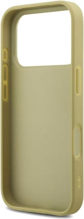 كفر جيس (Guess) بريق "Glitter" مع شعار 4G المعدني الكبير للايفون 17 برو و17 برو ماكس - ذهبي