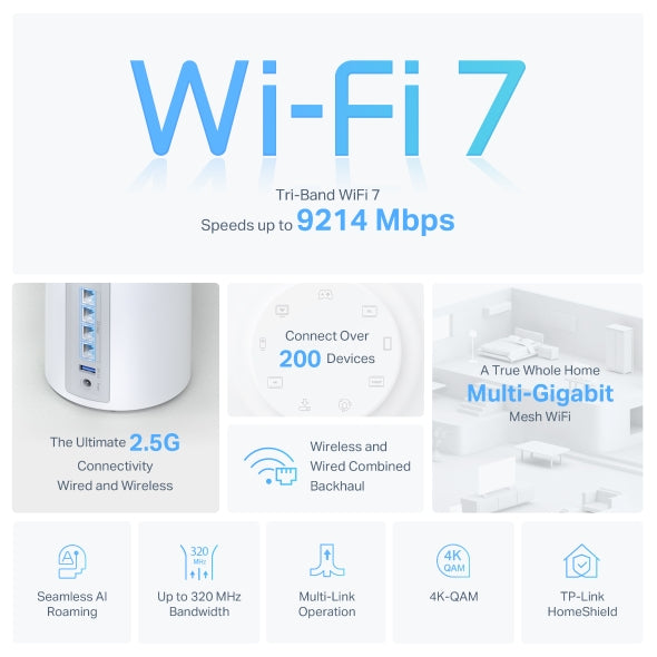نظام TP-Link Deco BE65 لتوزيع شبكة الواي فاي في المنزل بالكامل – عدد 3 من الاجهزة نظام TP-Link Deco BE65 لتوزيع شبكة الواي فاي في المنزل بالكامل – عدد 3 من الاجهزة