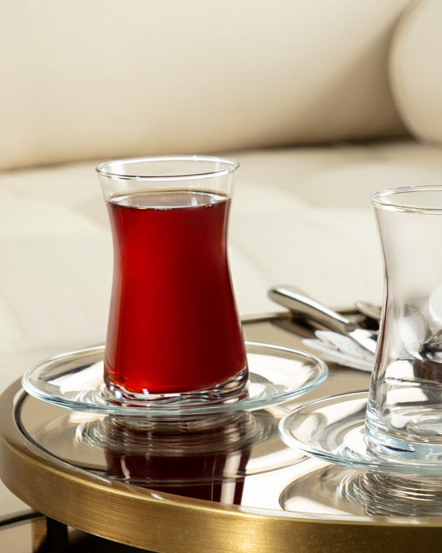 Gemma 12-Piece Clear Glass Teacup Set