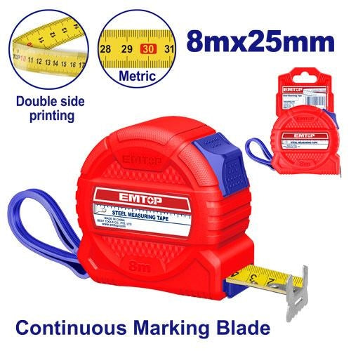 EMTOP EMTP3825M | 8m × 25mm Measuring Tape