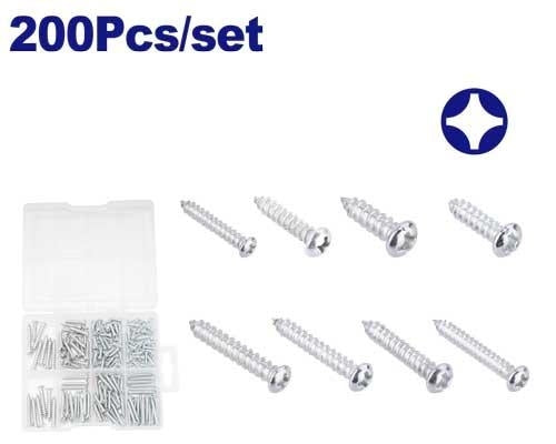 EMTOP EMXSAB01 200 Pcs Tapping Screw Assortment Kit