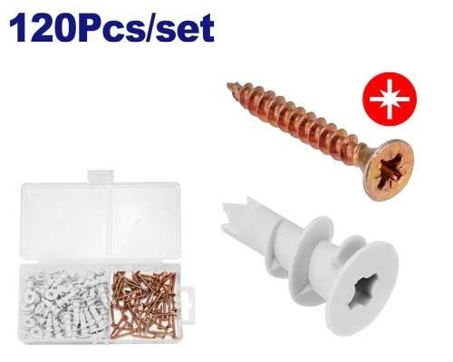 EMTOP EMXT1B01 120 Pcs Chipboard Screws & Anchors Kit