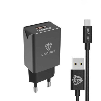 Lenyes LCH086-1QC Wall Charger with +Type- C cable Black