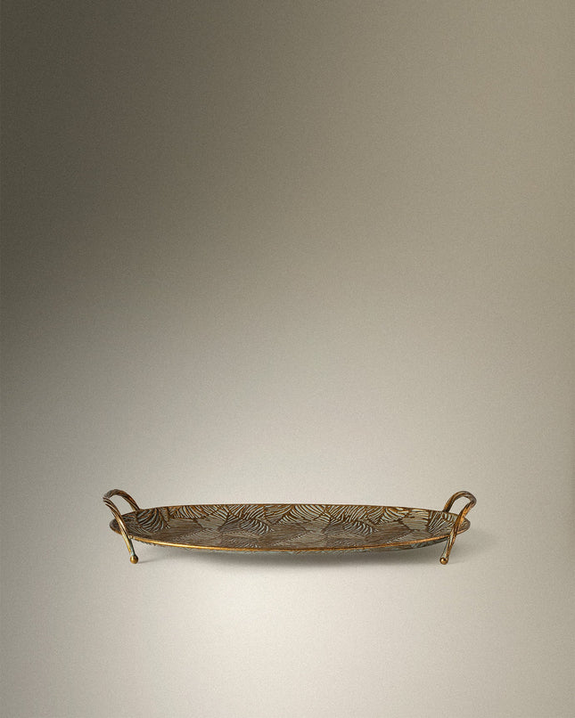 Raina Metal Tray with Copper Finish - 47x28cm