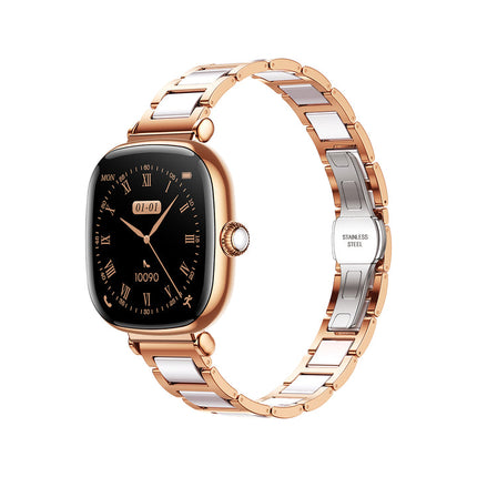 ساعة جوي رووم (Joyroom) الذكية للسيدات JR-FS1 - الإصدار الذهبي - شاشة AMOLED مقاس 1.27 بوصة - دعم المكالمات عبر البلوتوث - أكثر من 100 نمط رياضي - مقاومة للماء IP68