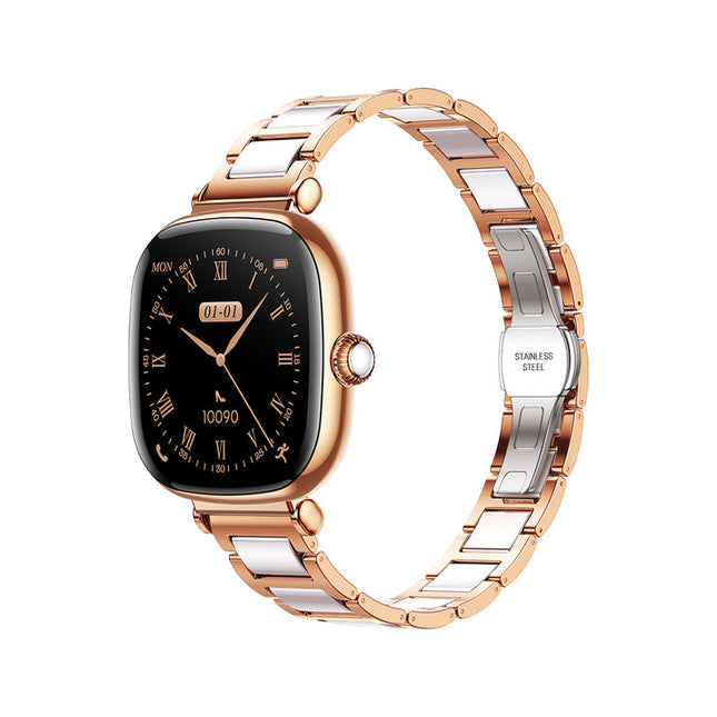 ساعة جوي رووم (Joyroom) الذكية للسيدات JR-FS1 - الإصدار الذهبي - شاشة AMOLED مقاس 1.27 بوصة - دعم المكالمات عبر البلوتوث - أكثر من 100 نمط رياضي - مقاومة للماء IP68