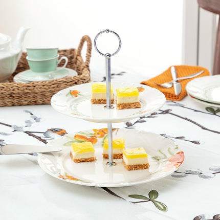 Silverberry 2-Tier Cake Stand with Metal Handles