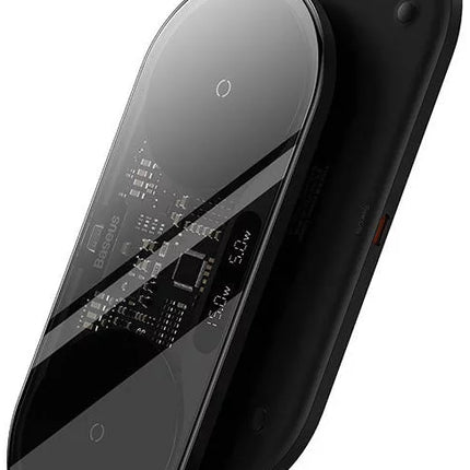 Baseus Digital LED Display Dual Wireless Charger 20W - Dual Qi Charging Pads - Real-time Power Monitoring - Ultra-Thin Transparent Design - Independent Coil Technology - Smart Power Allocation