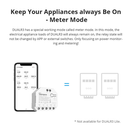 DualR3 SONOFF DUALR3/DUALR3 Lite Dual Relay Two Way Power Metering Smart Switch