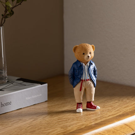 Simon Bear Figurine Navy & Beige Decorative Sculpture