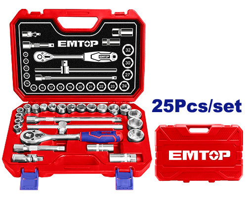 EMTOP ESKT12251   25-Piece 1/2" Socket Set 