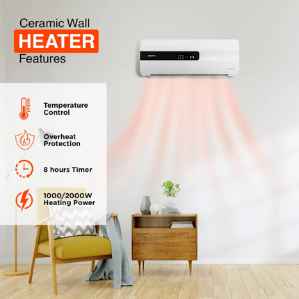 Geepas GWH28515 2000W PTC Ceramic Wall Heater with Remote Control
