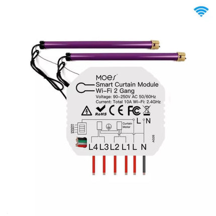 MOES - WIFI Mini Hidden Smart Switch - Curtain - 2 Gang