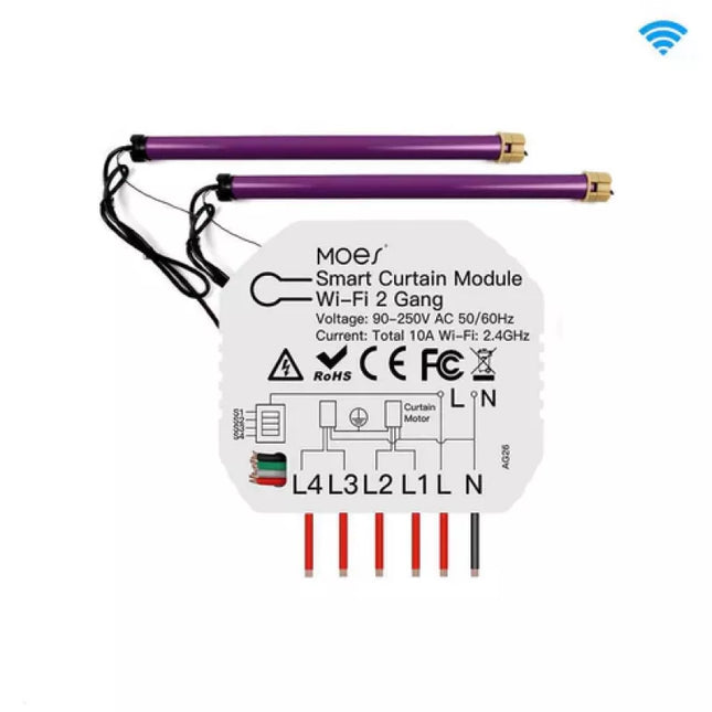 MOES - WIFI Mini Hidden Smart Switch - Curtain - 2 Gang