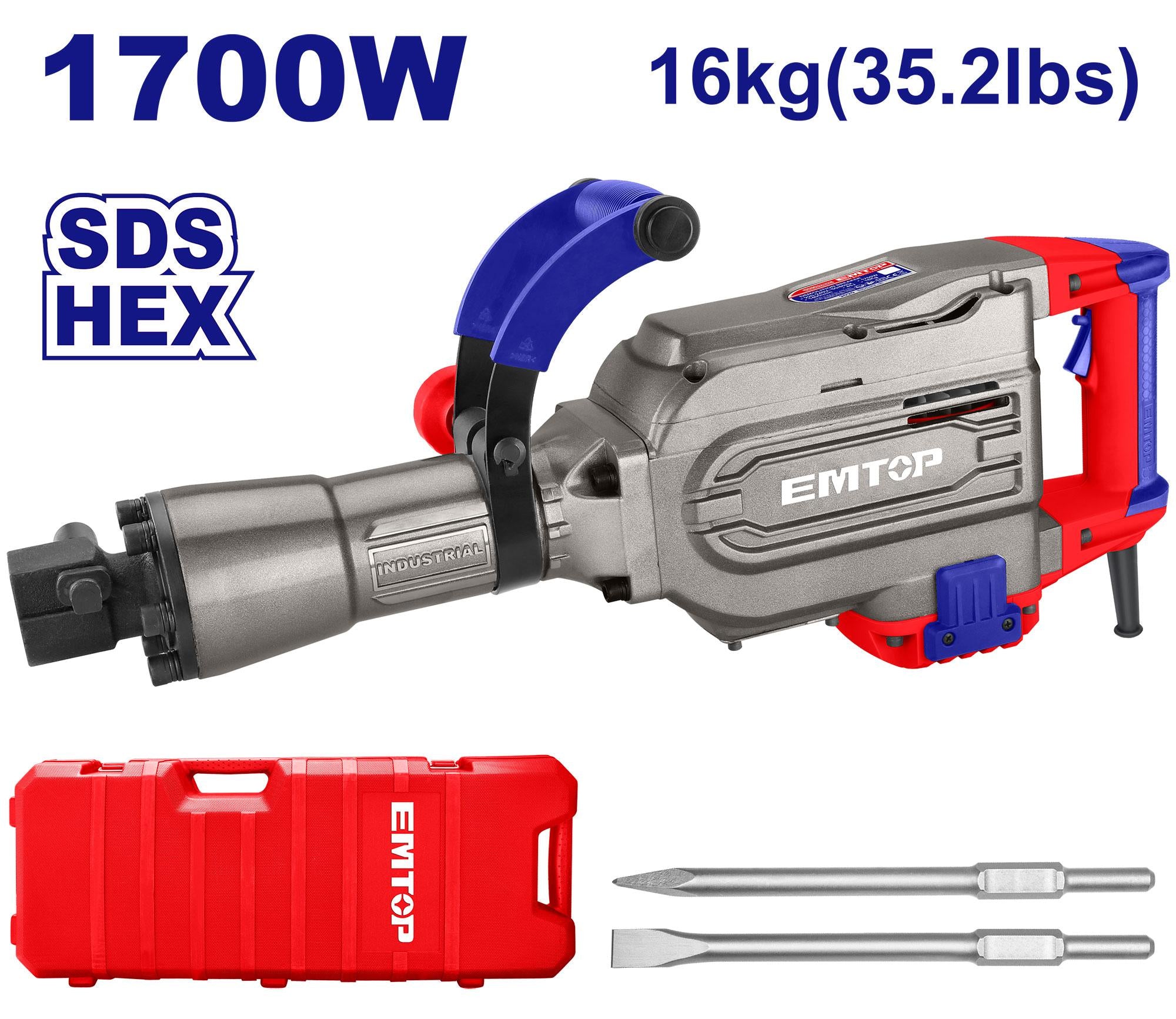همر تكسير كهرباء EMTOP 1700W 16Kg همر تكسير كهرباء EMTOP 1700W 16Kg