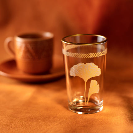 Chapelle Ginkgo Leaves Coffee Glass Set 4-Piece 100ml