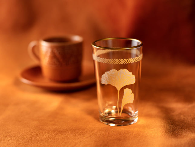 Chapelle Ginkgo Leaves Coffee Glass Set 4-Piece 100ml