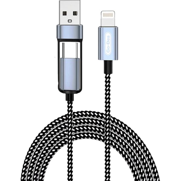 كابل 2 في 1 من Lightning إلى USB-A وUSB-C بطول 1 متر GD-UC583 كابل 2 في 1 من Lightning إلى USB-A وUSB-C بطول 1 متر GD-UC583