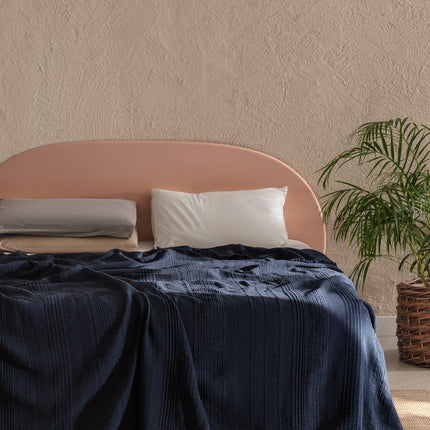 Lucille Navy Single Duvet Cover 100% Cotton Bedding
