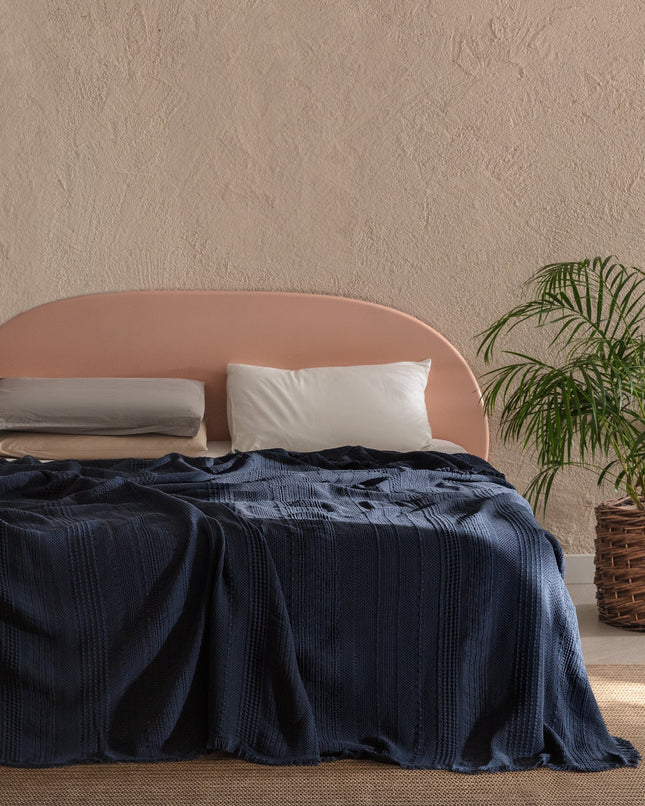 Lucille Navy Single Duvet Cover 100% Cotton Bedding