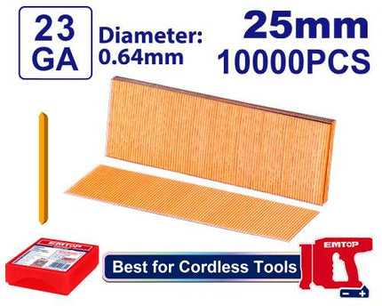 EMTOP ENAL06825 – 18 Gauge Brad Nails, 25mm 