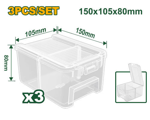 Transparent Plastic Storage Box 3‑Pack