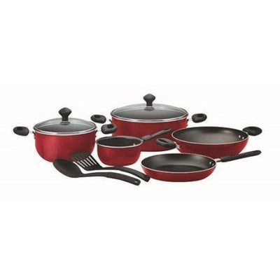 Prestige 9-Piece Non-Stick Aluminum Cookware Set – Red