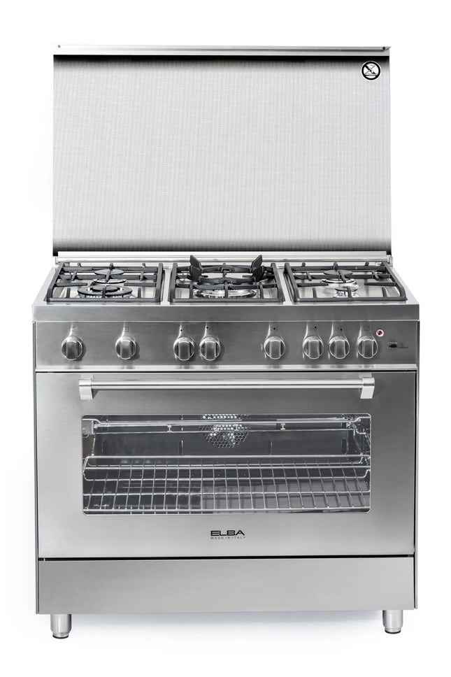 Elba Gas Cooker 90 cm Silver and 2 Fans for Cooling and Distribution