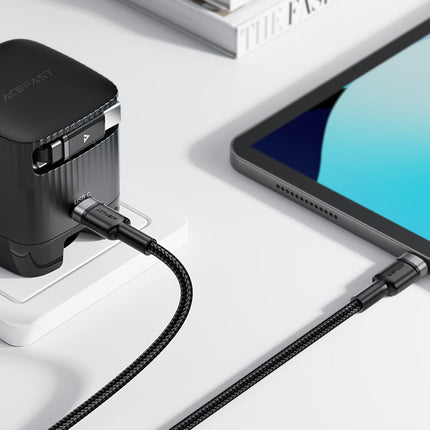 Acefast C6-03 USB-C to USB-C Fast Charging Data Cable (1.2m), 60W PD Charging, Durable High-Density Braided Nylon Sync & Charge Cable - Black