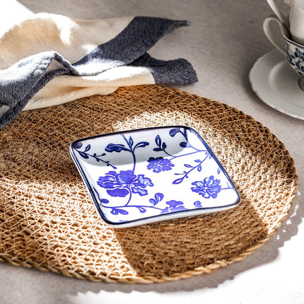 Rêve Bleu Angers Square Plate | New Bone China