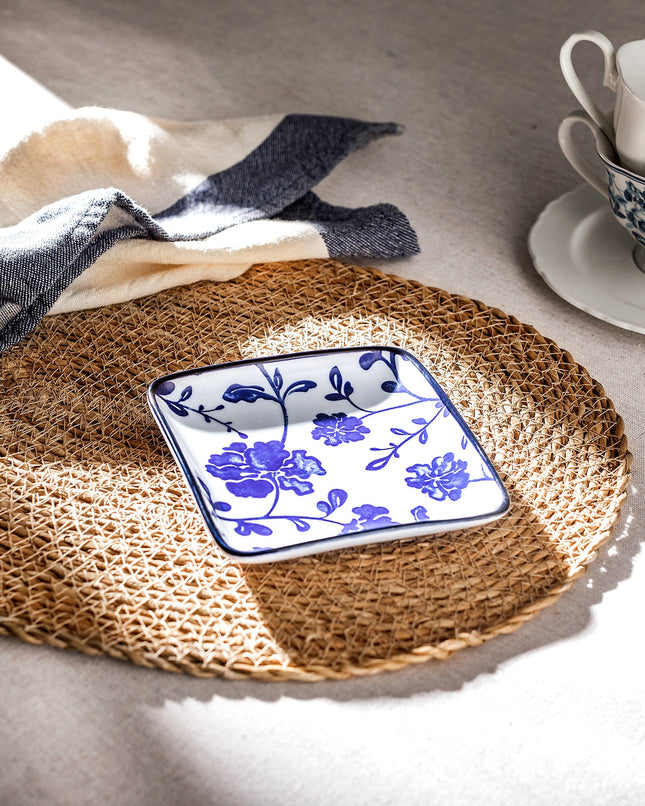 Rêve Bleu Angers Square Plate | New Bone China