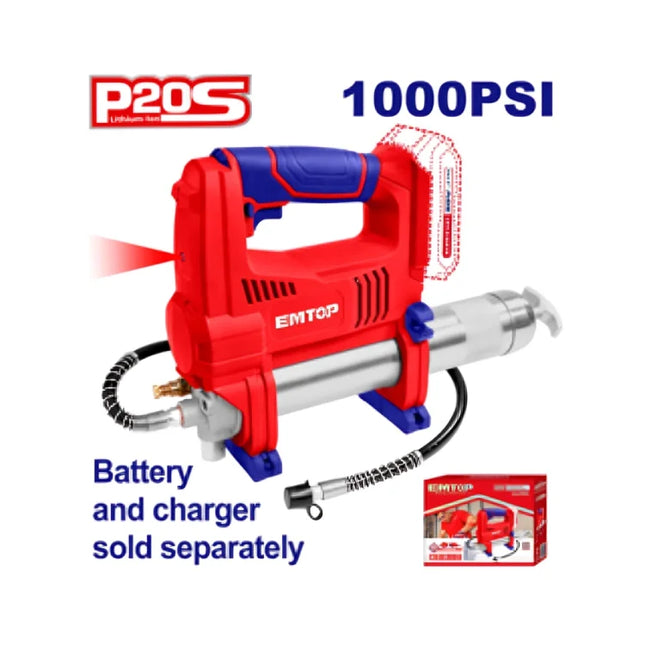 EMTOP ELGR2001 GreaseMaster 20V – Cordless High-Pressure Gun