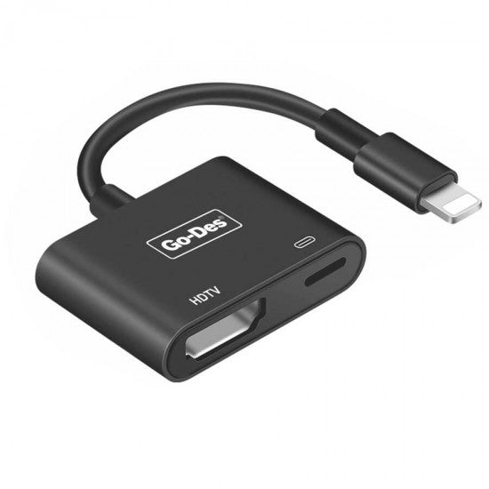 محول فيديو 2 في 1 بمنفذ HDTV و Lightning ثنائي المخرج GD-8285