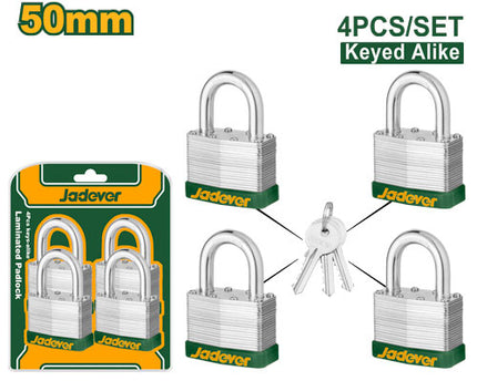 Jadever Nickel‑Plated Steel Master Padlock Set 50 mm