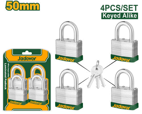 Jadever Nickel‑Plated Steel Master Padlock Set 50 mm