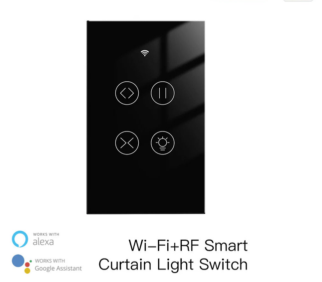 MOES - WIFI Smart Switch - Curtains With Light - US Type - Black