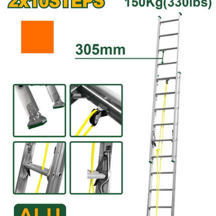 Jadever 2‑Section Telescopic Extension Ladder 5 m