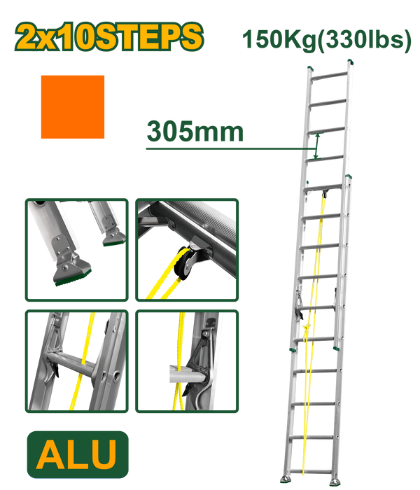 Jadever 2‑Section Telescopic Extension Ladder 5 m