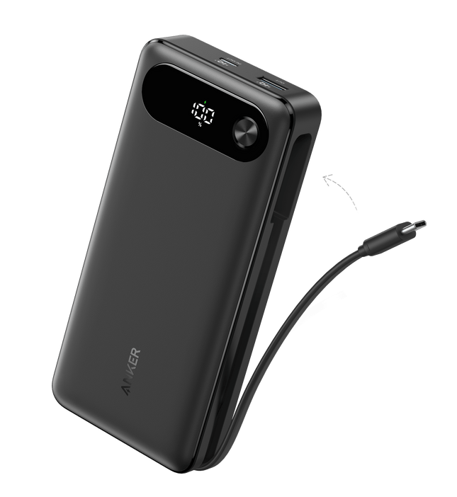 باور بانك Anker (20K, 87W، بكابل USB-C مدمج) — شاحن محمول 