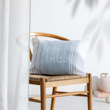 Plage Throw Pillow Cover - Light Blue/Beige