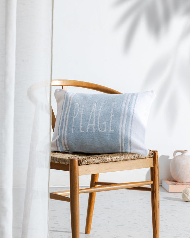 Plage Throw Pillow Cover - Light Blue/Beige