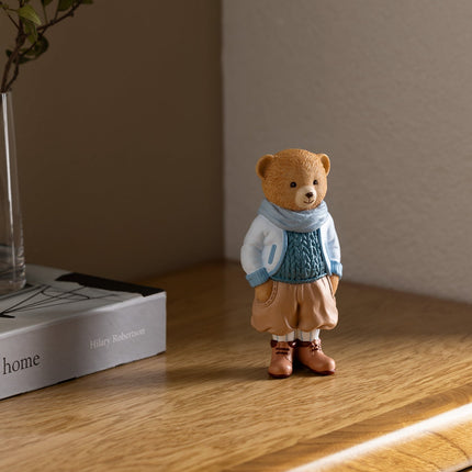 Voir Bear Figurine Beige Blue Home Decor Accent