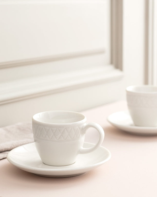 Loris White Coffee Cup Set for 6 – Elegant Design